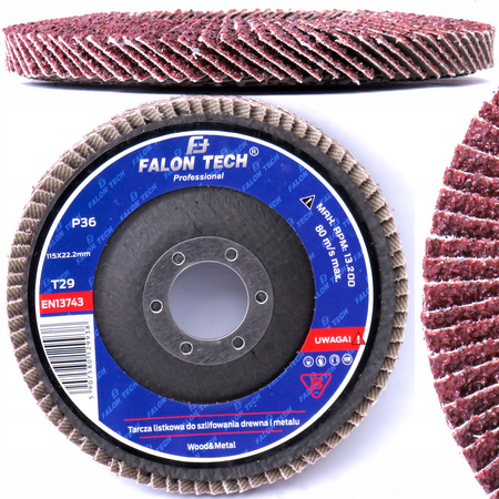 TARCZA LAMELKOWA LISTKOWA SZLIFOWANIA 115 GR 36 FT