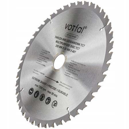 TARCZA TNĄCA PIŁA WIELOZADANIOWA TCT 255X30X40T DO KOMPOZYTU DREWNA METALU