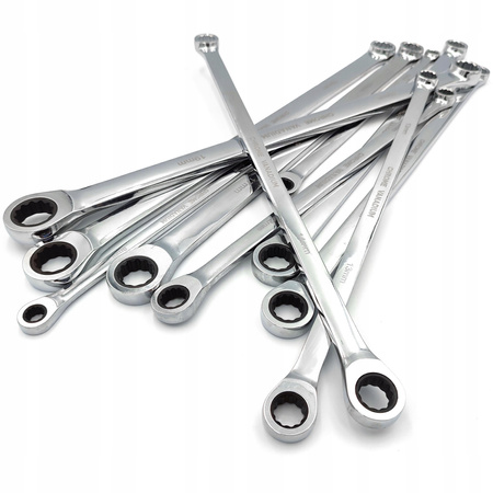 KLUCZE OCZKOWE PROSTE DŁUGIE Z GRZECHOTKĄ 8 - 19 mm 10 szt DO NAPINACZY