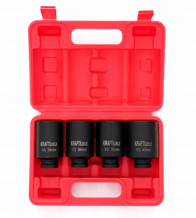 Nasadki udarowe 1/2" 6-kątne 34 36 38 41 mm komplet 4 szt CrMo