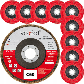 TARCZA LISTKOWA LAMELKA CERAMICZNA DO SZLIFOWANIA DREWNA METALU 125 mm C60