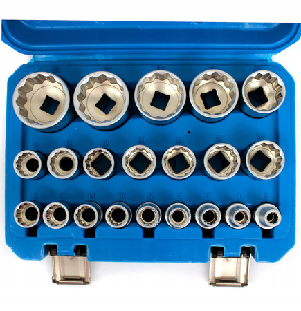 KLUCZE NASADOWE 1/2 NASADKI SPLINE 12 KĄTNE DWUNASTOKĄTNE 8-36mm ZESTAW 21e