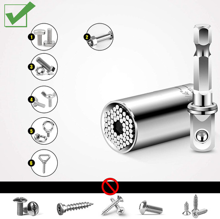 NASADKA UNIWERSALNA KLUCZ 7-19 mm GRZECHOTKA 3/8