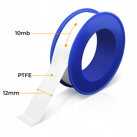 TAŚMA TEFLONOWA USZCZELNIAJĄCA 12MM X 0,75MM X 10M