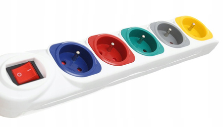 PRZEDŁUŻACZ 5 GNIAZD WYŁĄCZNIK ZABEZPIECZONY 5m