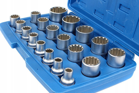 ZESTAW KLUCZY SPLINE Z NASADKĄ 1/2" 19el.