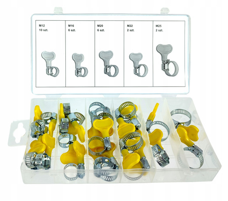 OPASKI ZACISKOWE ŚLIMAKOWE Z MOTYLKIEM M12-M25 x26