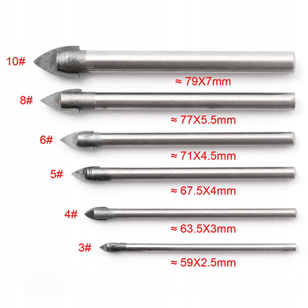 ZESTAW WIERTEŁ WIERTŁA DO SZKŁA CERAMIKI 8 szt.