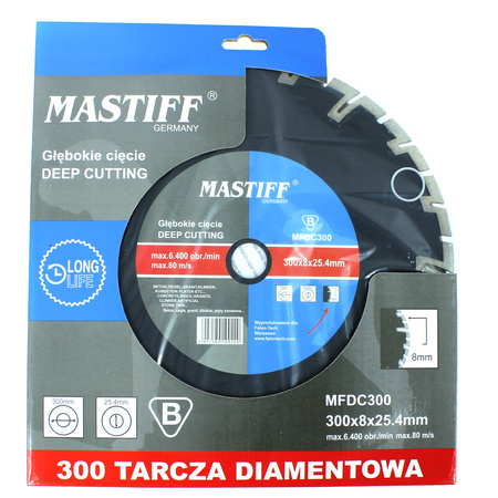 TARCZA DIAMENTOWA 300 x 25,4 GŁĘBOKIE CIĘCIE MF