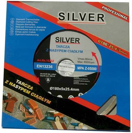 TARCZA DIAMENTOWA 180 25.4 SILVER Glazury Tarakoty