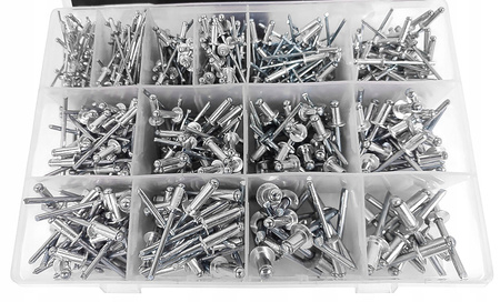 ZESTAW NITÓW ZRYWALNYCH DO NITOWNICY RĘCZNEJ 2.4-6.4 mm - 500 szt. NITY