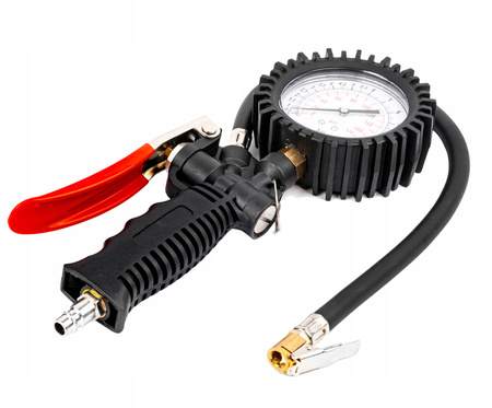 PISTOLET POMPKA DO POMPOWANIA KÓŁ Z MANOMETREM DO KOMPRESORA DUŻY 12 BAR