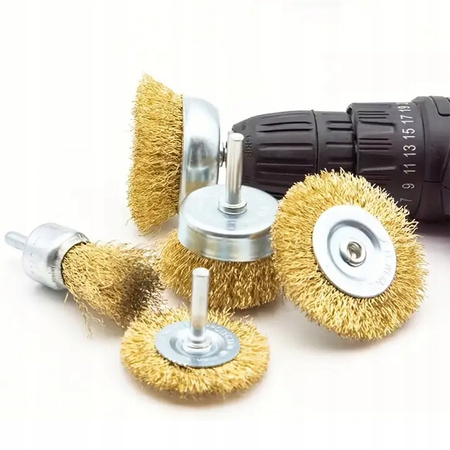 ZESTAW SZCZOTEK DRUCIANYCH DO WIERTARKI WKRĘTARKI STALI METALU DREWNA 5 szt