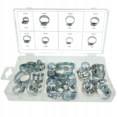 OPASKI ZACISKOWE ŚLIMAKOWE ZESTAW 40 szt. 13-38 mm
