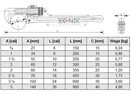 KLUCZ HYDRAULICZNY DO RUR STILSON ŻABA 14 cal 350