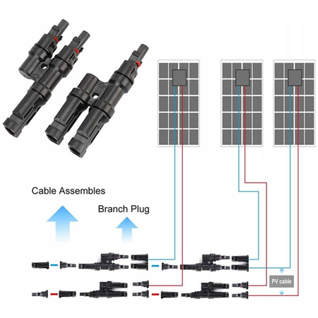 ZŁĄCZE KONEKTOR MC4 DWÓJNIK RÓWNOLEGŁY SOLARNY + - ROZGAŁĘŹNIK PV