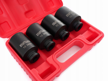 Nasadki udarowe 1/2" 12-kątne 34 36 38 41 mm komplet 4 szt CrMo