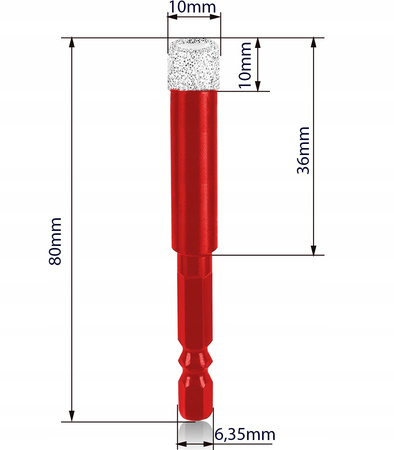 OTWORNICA WIERTŁO DIAMENTOWE 10mm DO GRESU HEX