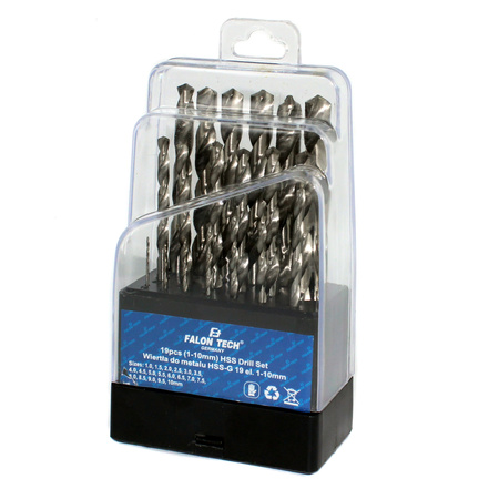 ZESTAW WIERTEŁ DO METALU 19 sztuk 1-10 mm WIERTŁA