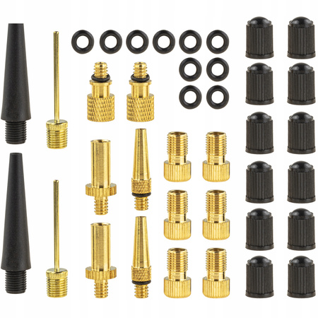 ZESTAW ADAPTERÓW KOŃCÓWEK DO POMPKI POMPOWANIA ROWERU KÓŁ OPON ZAWORY 36 EL