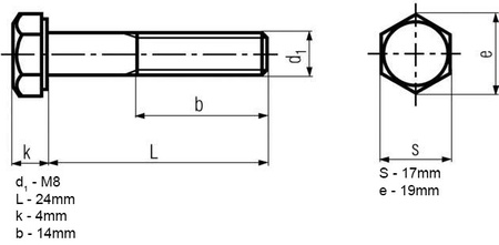 ŚRUBA MOCOWANIA SPRZĘGŁA KOSY M8x28 kl 10.9