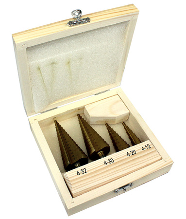 ZESTAW WIERTŁO STOPNIOWE STOŻKOWE TYTAN 4-32mm 4el