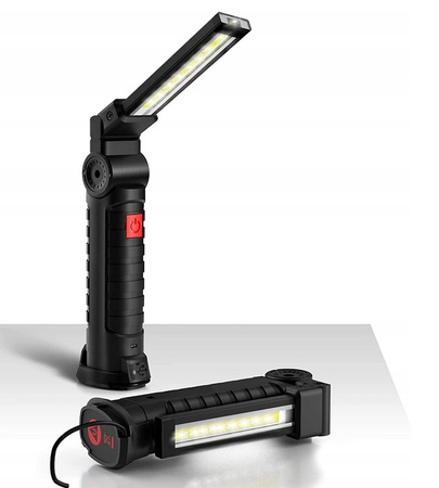 MOCNA LAMPA LATARKA WARSZTATOWA LED COB HAK MAGNES AKUMULATOROWA USB 6W1