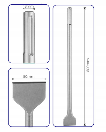 DŁUTO SDS MAX ŁOPATKOWE PŁASKIE ŁOPATKA 50x600 DO BETONU PŁYTEK SKUWANIA