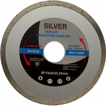 TARCZA DIAMENTOWA 115 x 22.2 x 5 mm SILVER GŁADKA
