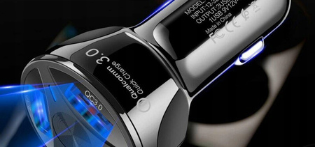 Ładowarka samochodowa QUICK CHARGE 3 porty USB LED