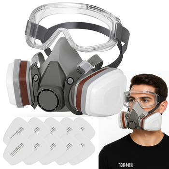 MASKA LAKIERNICZA PÓŁMASKA OCHRONNA PRZECIWPYŁOWA FILTRY WKŁADY OKULARY