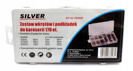 WKRĘTY PODKŁADKI DO KAROSERII ZESTAW 170 SZT