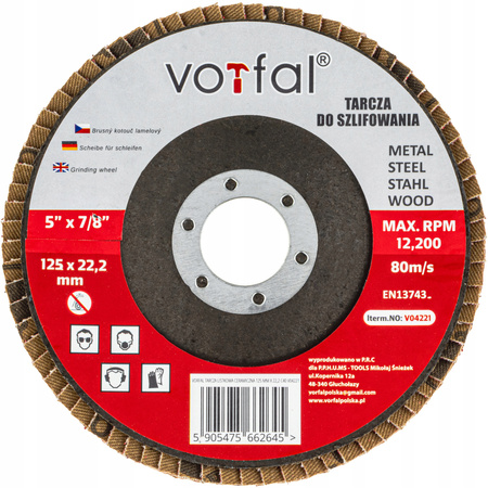 TARCZA LISTKOWA LAMELKA CERAMICZNA DO SZLIFOWANIA DREWNA METALU 125 mm C80