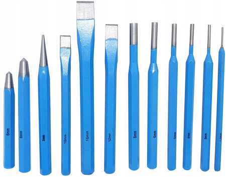 ZESTAW WYBIJAKÓW WYBIJAKI PRZECINAKI PUNKTAKI 12sz