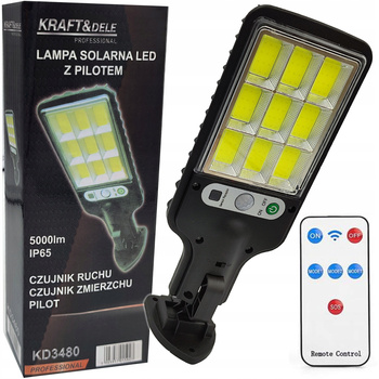MOCNA LAMPA SOLARNA LED Z CZUJNIKIEM RUCHU I ZMIERZCHU OGRODOWA ULICZNA