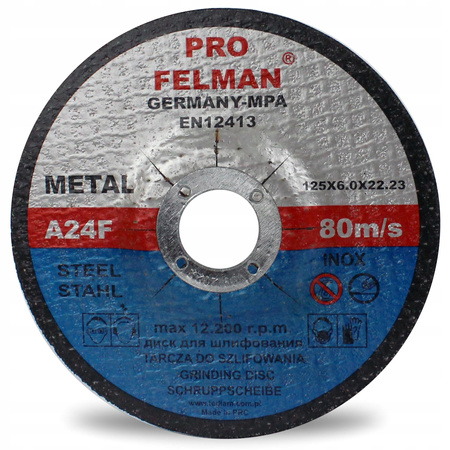 TARCZA DO SZLIFOWANIA METALU INOX 125x6 10x