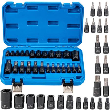 ZESTAW NASADEK KLUCZE NASADOWE NASADKI TORX/TORX-E 1/4″ 3/8″ 1/2″ 25 EL