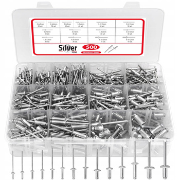 ZESTAW NITÓW ZRYWALNYCH DO NITOWNICY RĘCZNEJ 2.4-6.4 mm - 500 szt. NITY