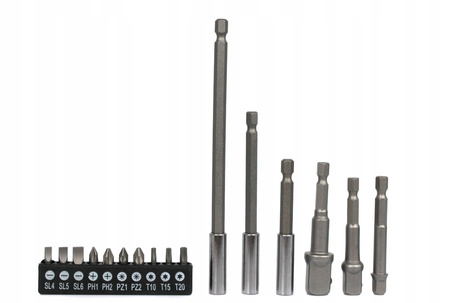 ZESTAW ADAPTERÓW DŁUGICH DO WIERTARKI 1/2 3/8 1/4