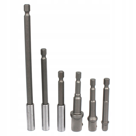 ZESTAW ADAPTERÓW DŁUGICH DO WIERTARKI 1/2 3/8 1/4