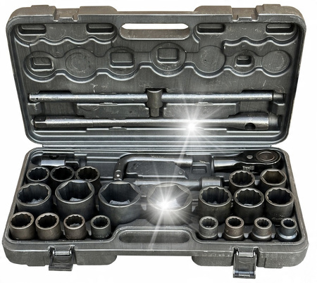 ZESTAW KLUCZE NASADOWE NASADKI UDAROWE 3/4" 1" 26EL TIR 17-65mm PRZEDŁUŻKI