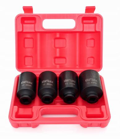 Nasadki udarowe 1/2" 6-kątne 34 36 38 41 mm komplet 4 szt CrMo
