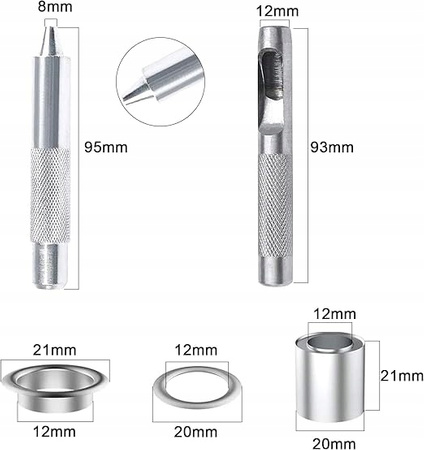ZESTAW OCZKA DZIURKACZ 10MM NAPY PLANDEKI 100 SZT.