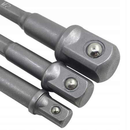 ZESTAW ADAPTERÓW DŁUGICH DO WIERTARKI 1/2 3/8 1/4