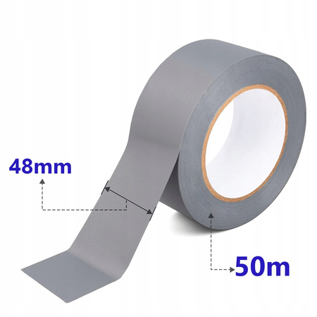 TAŚMA NAPRAWCZA SREBRNA ZBROJONA 48mm x 50m WYTRZYMAŁA DUCT TAPE SILVER