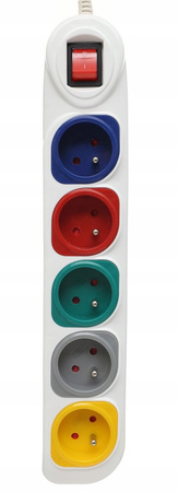 PRZEDŁUŻACZ 5 GNIAZD WYŁĄCZNIK ZABEZPIECZONY 5m