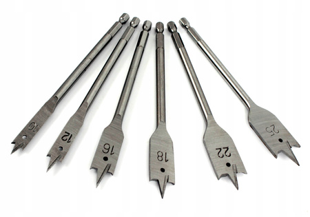 WIERTŁA ŁOPATKOWE PIÓRKOWE PŁASKIE DO DREWNA 6szt