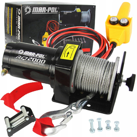 WYCIĄGARKA ELEKTRYCZNA QUAD 2000LBS 12V + PILOT
