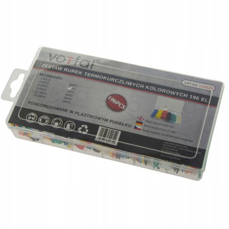 ZESTAW RUREK RURKI TERMOKURCZLIWE 196 SZTUK KOLOR