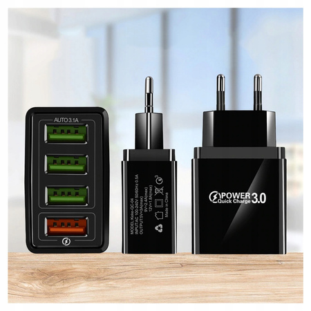 ŁADOWARKA SIECIOWA SZYBKA QUICK CHARGE 3.0 4xUSB